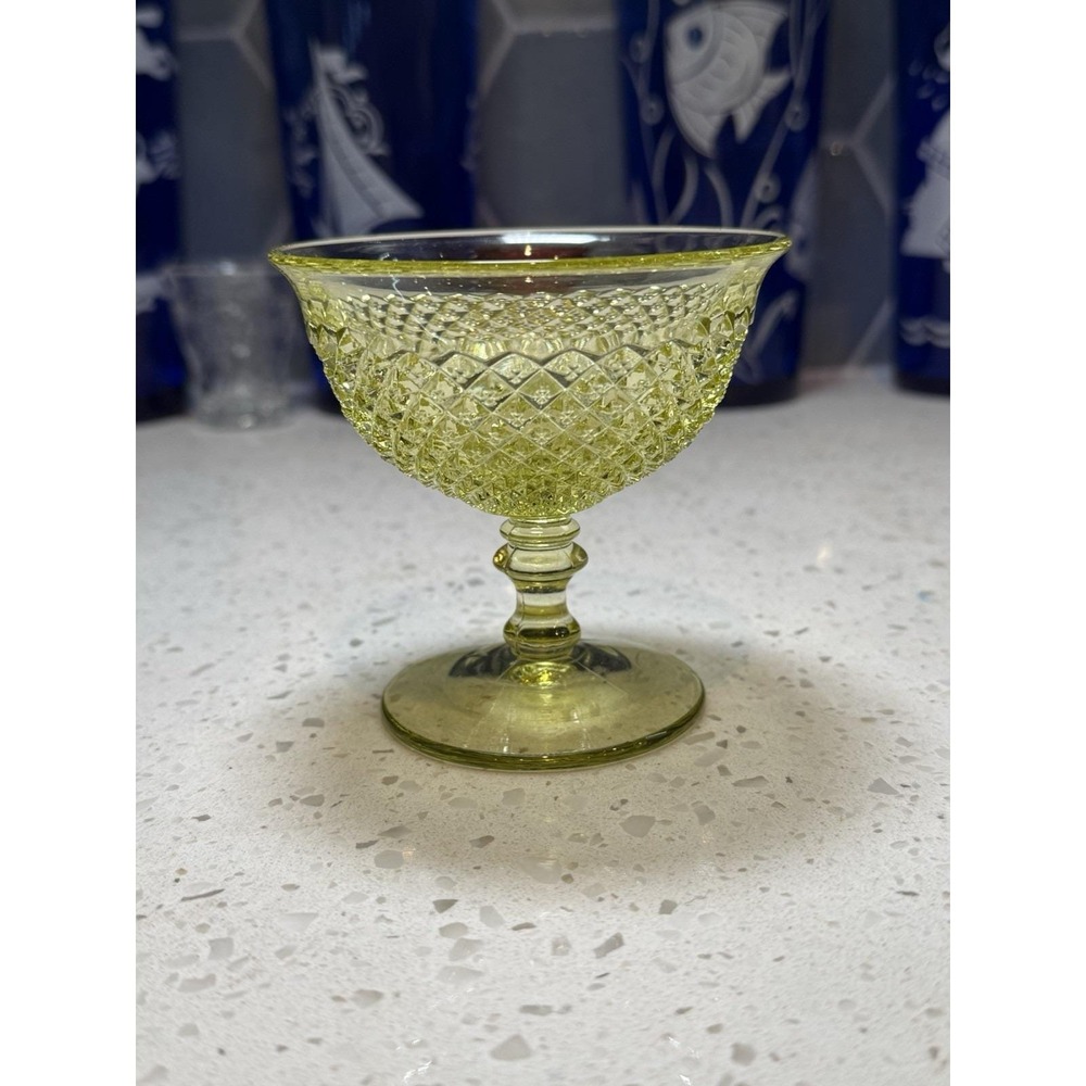 Westmoreland English Hobnail Yellow Sherbet Bowl Depression Glass